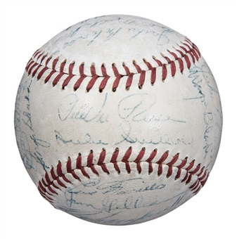 1954 Brooklyn Dodgers Team Signed Baseball With 25 Signatures Including Jackie Robinson Twice Signed (JSA)